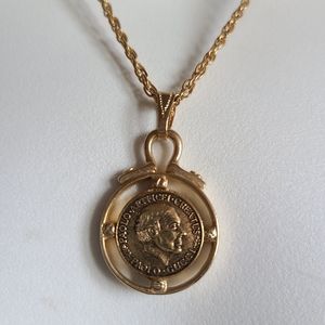 Vintage european coin gold tone necklace paolo